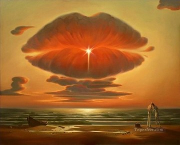 有名な要約 Painting - モダン コンテンポラリー 06 シュールレアリズム 唇 雲
